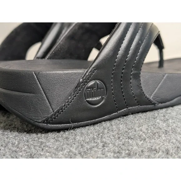 Fitflop Women's Walkstar Flip Flop Sandals Black Size 6 Stitched Leather - Picture 6 of 10